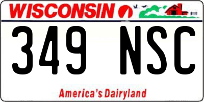 WI license plate 349NSC
