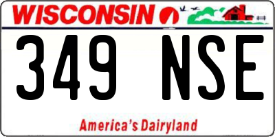 WI license plate 349NSE