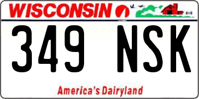 WI license plate 349NSK