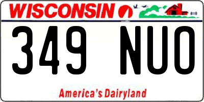 WI license plate 349NUO