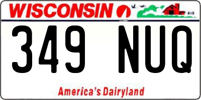 WI license plate 349NUQ