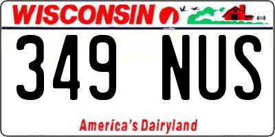 WI license plate 349NUS