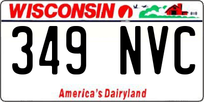 WI license plate 349NVC