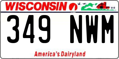 WI license plate 349NWM