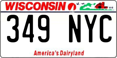 WI license plate 349NYC