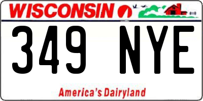 WI license plate 349NYE