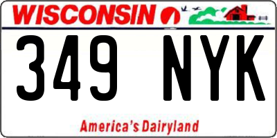 WI license plate 349NYK