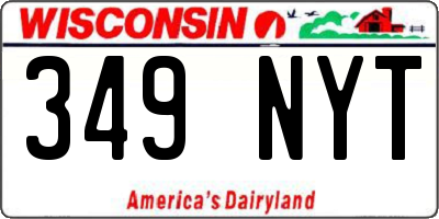 WI license plate 349NYT