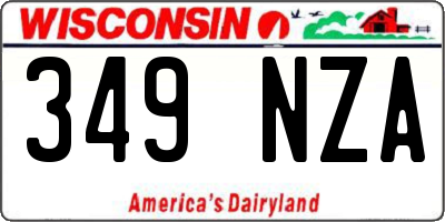 WI license plate 349NZA