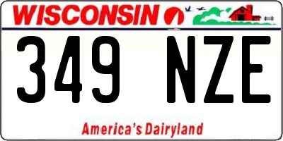 WI license plate 349NZE