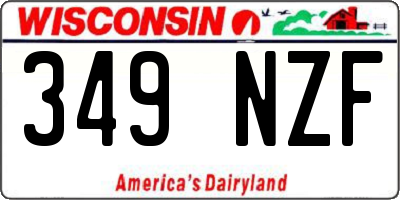 WI license plate 349NZF