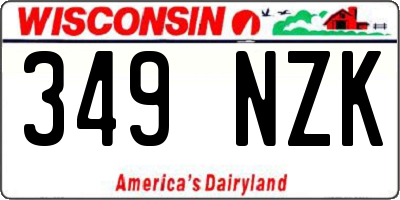 WI license plate 349NZK