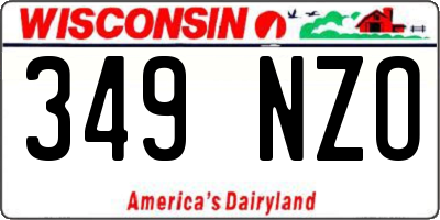 WI license plate 349NZO