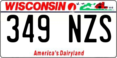 WI license plate 349NZS