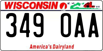 WI license plate 349OAA