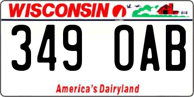 WI license plate 349OAB