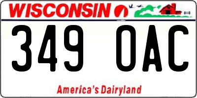 WI license plate 349OAC