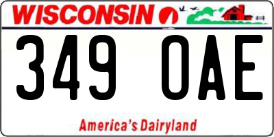 WI license plate 349OAE