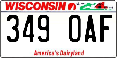 WI license plate 349OAF
