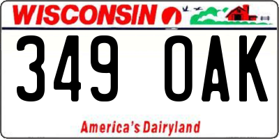 WI license plate 349OAK