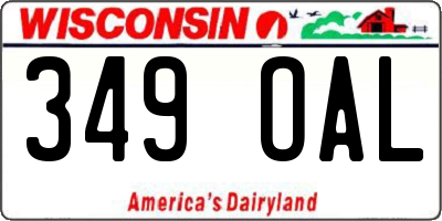 WI license plate 349OAL