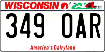 WI license plate 349OAR