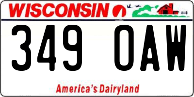 WI license plate 349OAW