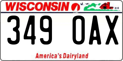 WI license plate 349OAX
