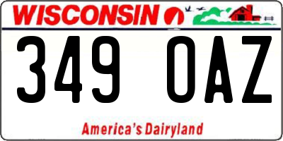 WI license plate 349OAZ