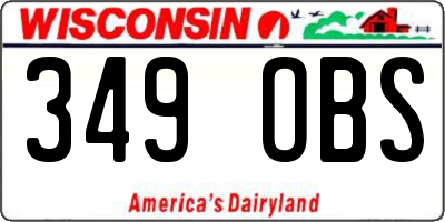 WI license plate 349OBS