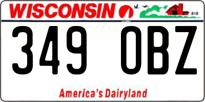 WI license plate 349OBZ