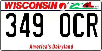 WI license plate 349OCR
