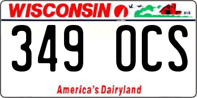 WI license plate 349OCS