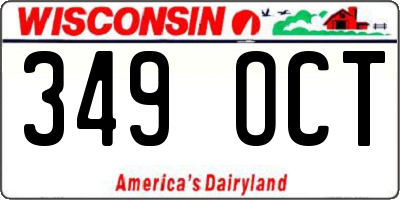 WI license plate 349OCT