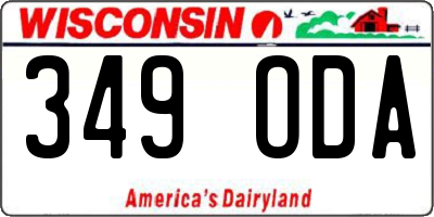 WI license plate 349ODA