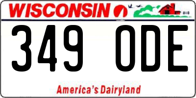WI license plate 349ODE