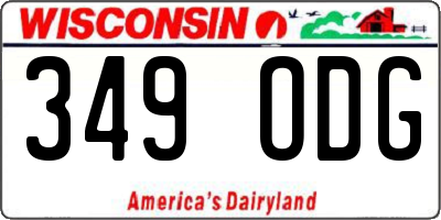 WI license plate 349ODG