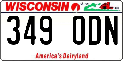 WI license plate 349ODN