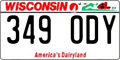 WI license plate 349ODY