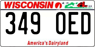 WI license plate 349OED