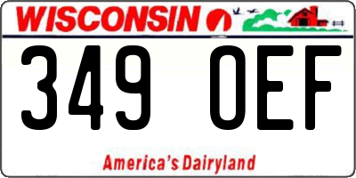 WI license plate 349OEF