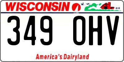 WI license plate 349OHV