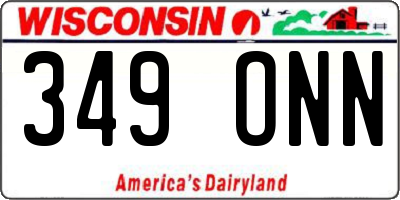 WI license plate 349ONN