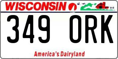 WI license plate 349ORK