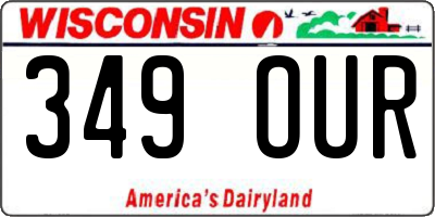 WI license plate 349OUR