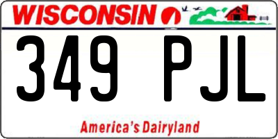 WI license plate 349PJL