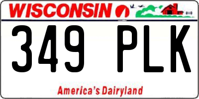 WI license plate 349PLK