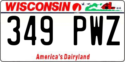 WI license plate 349PWZ