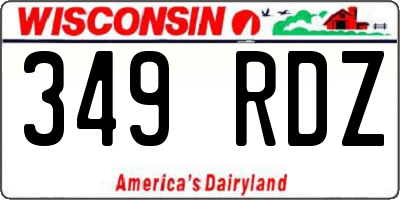 WI license plate 349RDZ