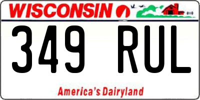 WI license plate 349RUL
